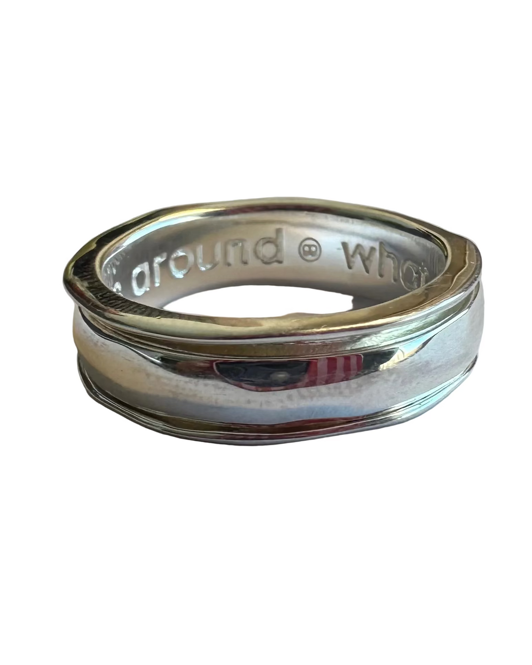 Thick Silver "What Goes Around" Ring - Size 7.5
