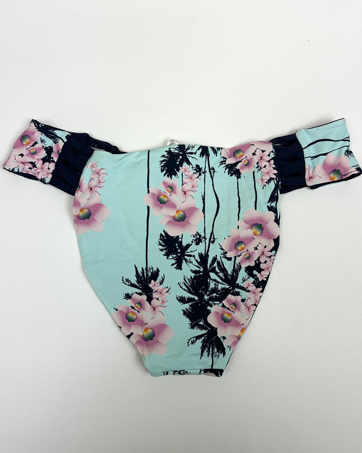 Blue and Pink Floral Reversible Crisscross Bikini Bottom - S, L