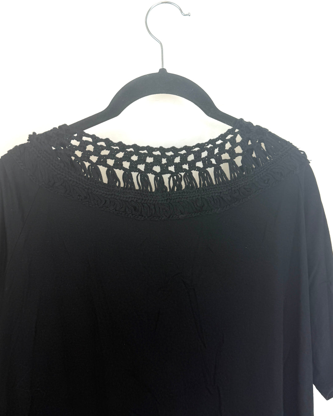 Black Crocheted Trim Short Sleeve - Size 2/4