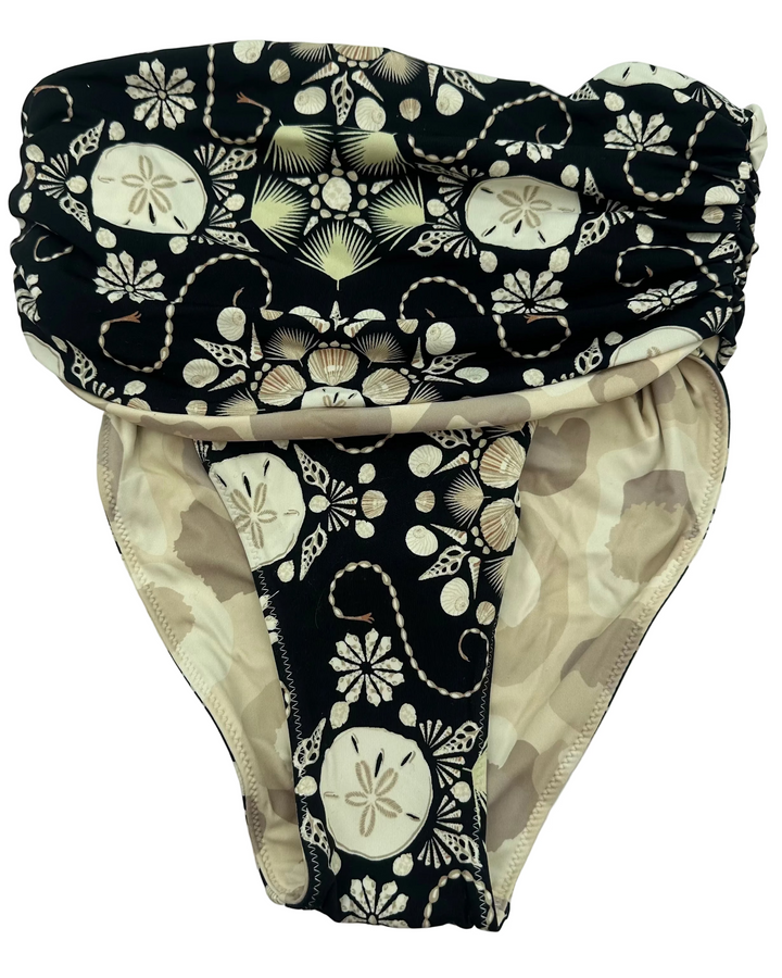 Black Seashell Print Reversible Swim Bottom - Extra Small and Extra Large