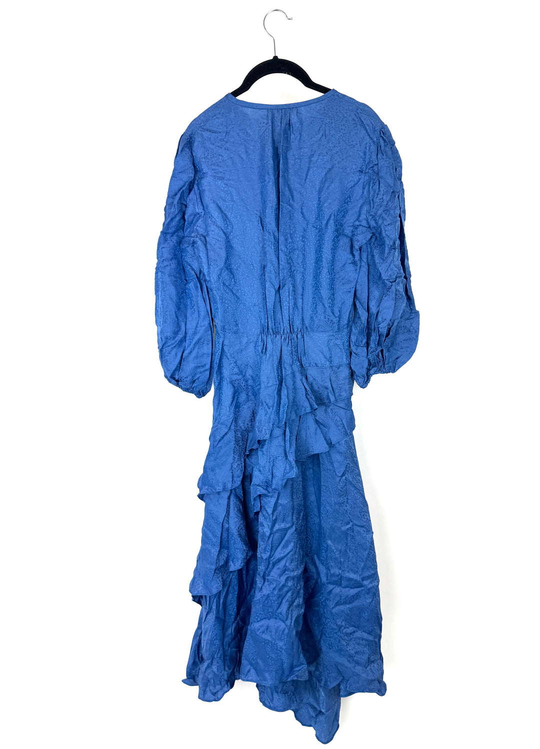Blue Pattern Asymmetrical Ruffle Dress - Size 4/6