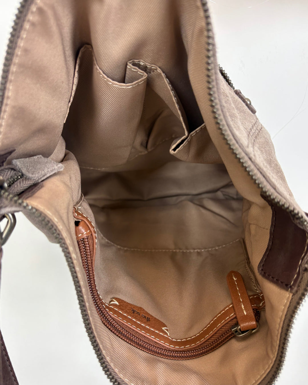 Dull Brown Suede Crossbody Bag