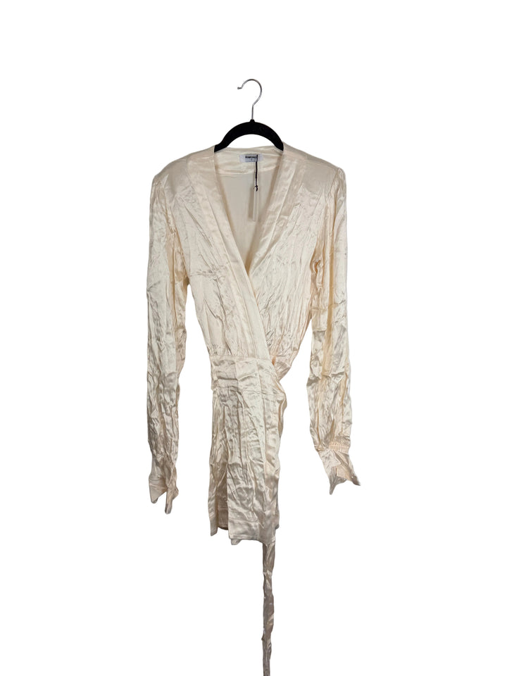 Champagne Long Sleeve Metallic Tie Dress - Size 2/4
