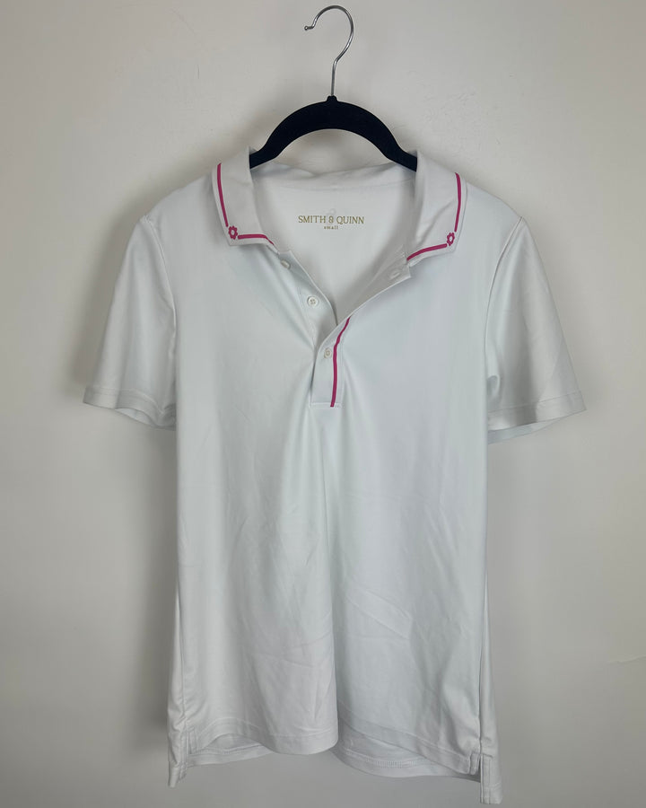 White and Dark Pink Athletic Top - Size 0/2 and 2/4