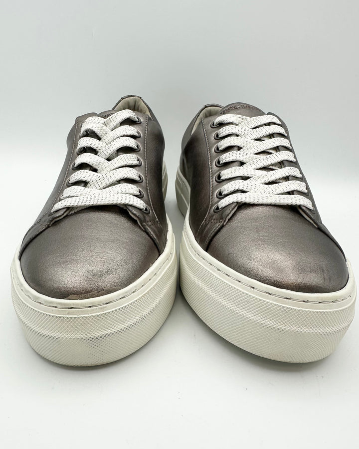 Dark Metallic Grey Leather Sneaker - Size 6 and 9