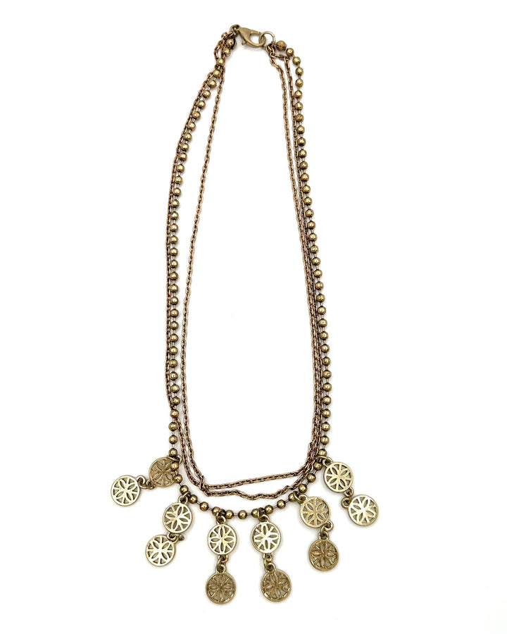 Gold Layered Double Circle Charm Necklace