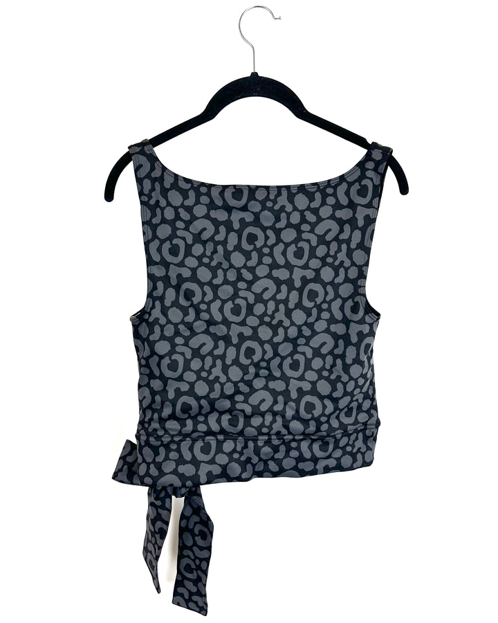 Black Cheetah Bow Sports Bra Top - XS, M, L, XL