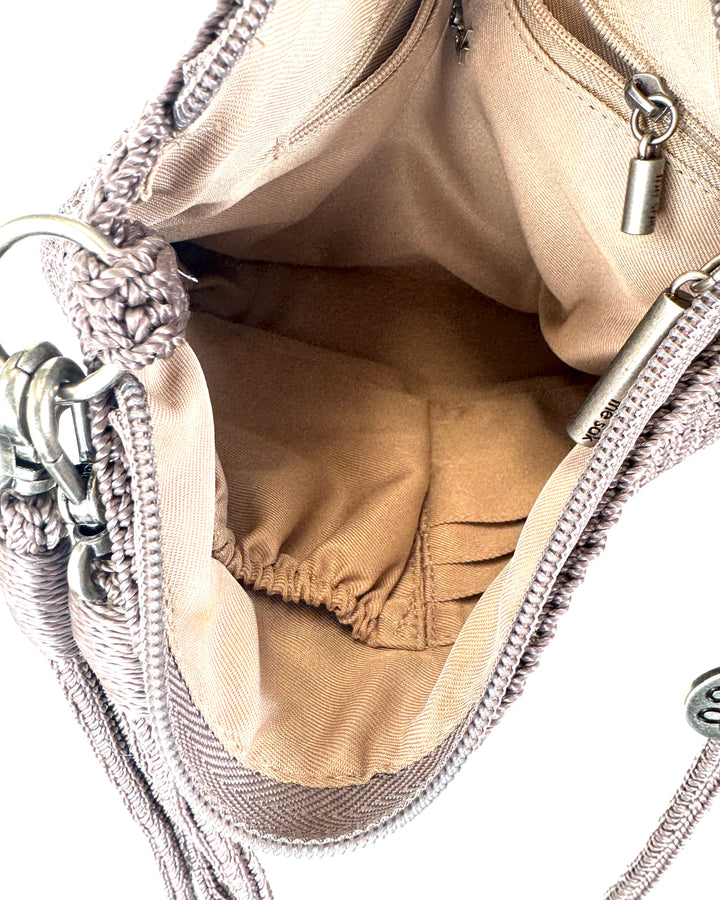 Gray Crochet Crossbody Bag