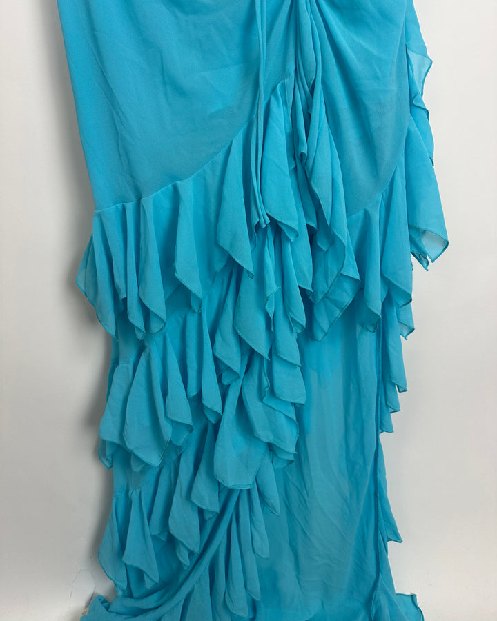 NBD Bright Blue Ruffle Dress - Small