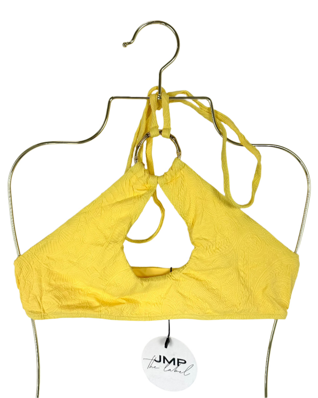 Yellow Embossed Halter Bikini Top - L, XL, XXL