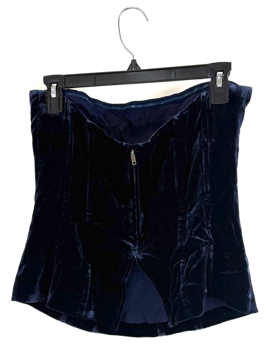 Dark Blue Velvet Strapless Top - Size 4