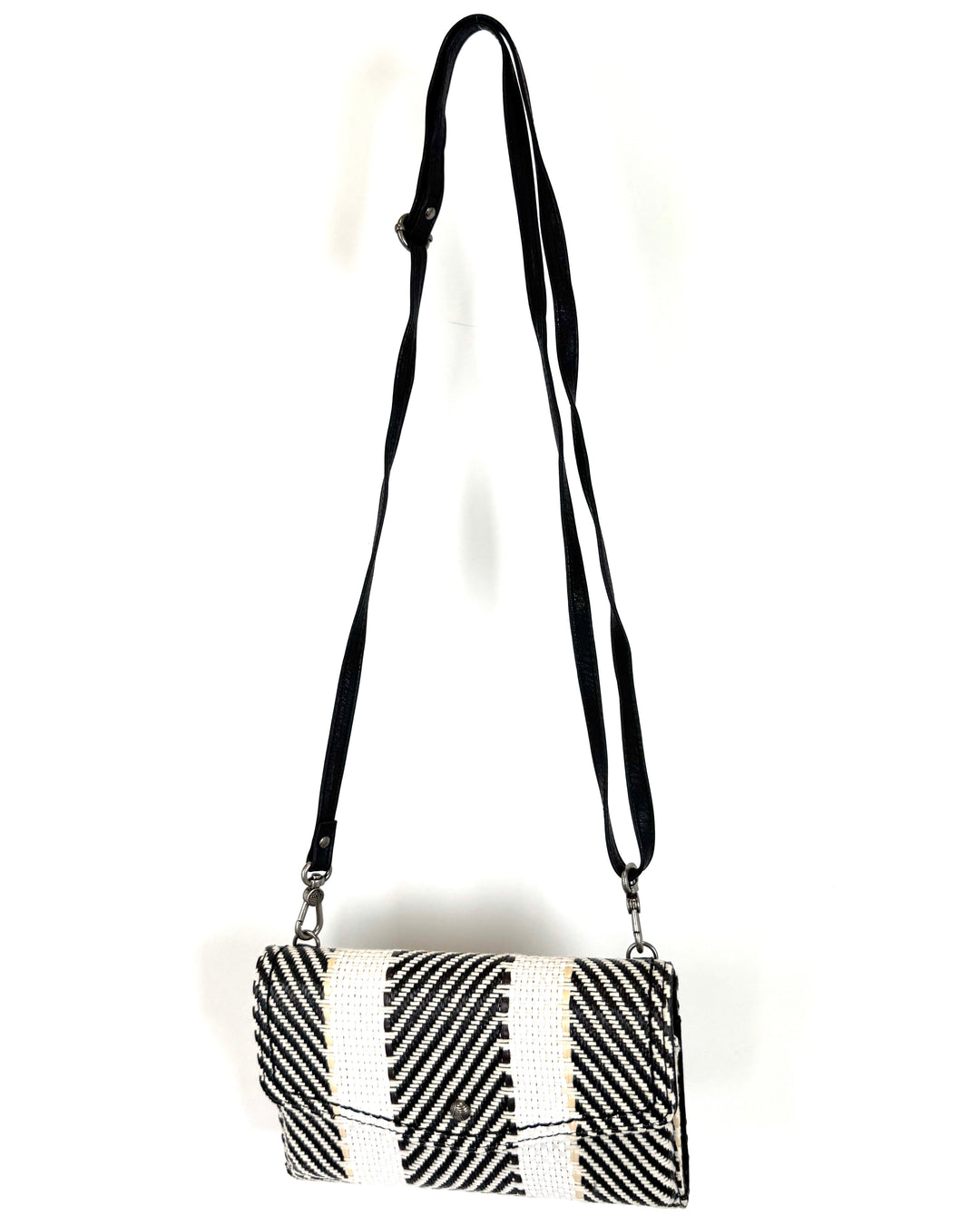 Brown Abstract Woven Wristlet/Crossbody Wallet Bag