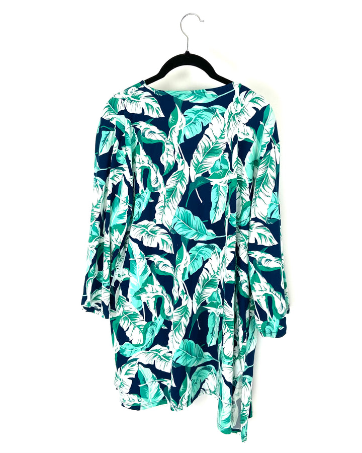 Blue and Green Palm Print Cardigan - Size 6/8