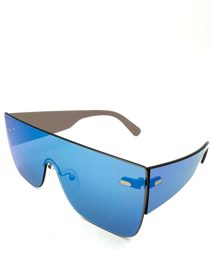 Blue Aviator Shield Sunglasses