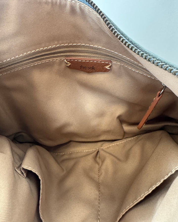 Slate Blue Leather Shoulder Bag