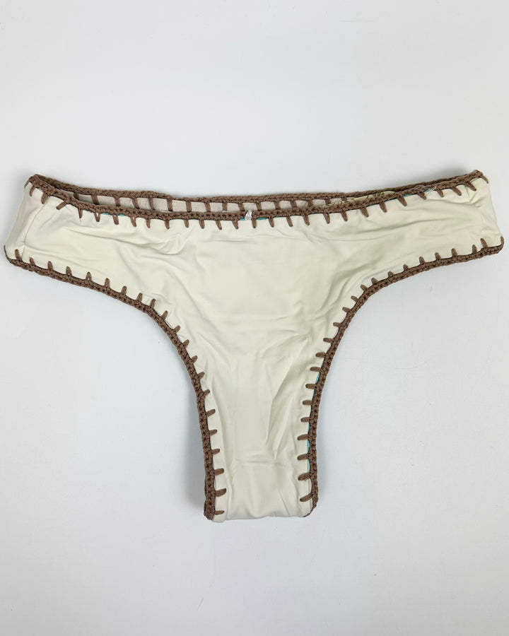 Ultra Cheeky Sky Blue and Ivory Reversible Crochet Classic Bikini Bottom - Small