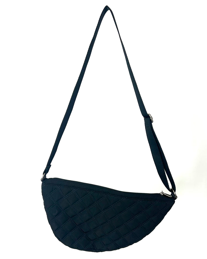 Black Quilted Crescent Shoulder Bag