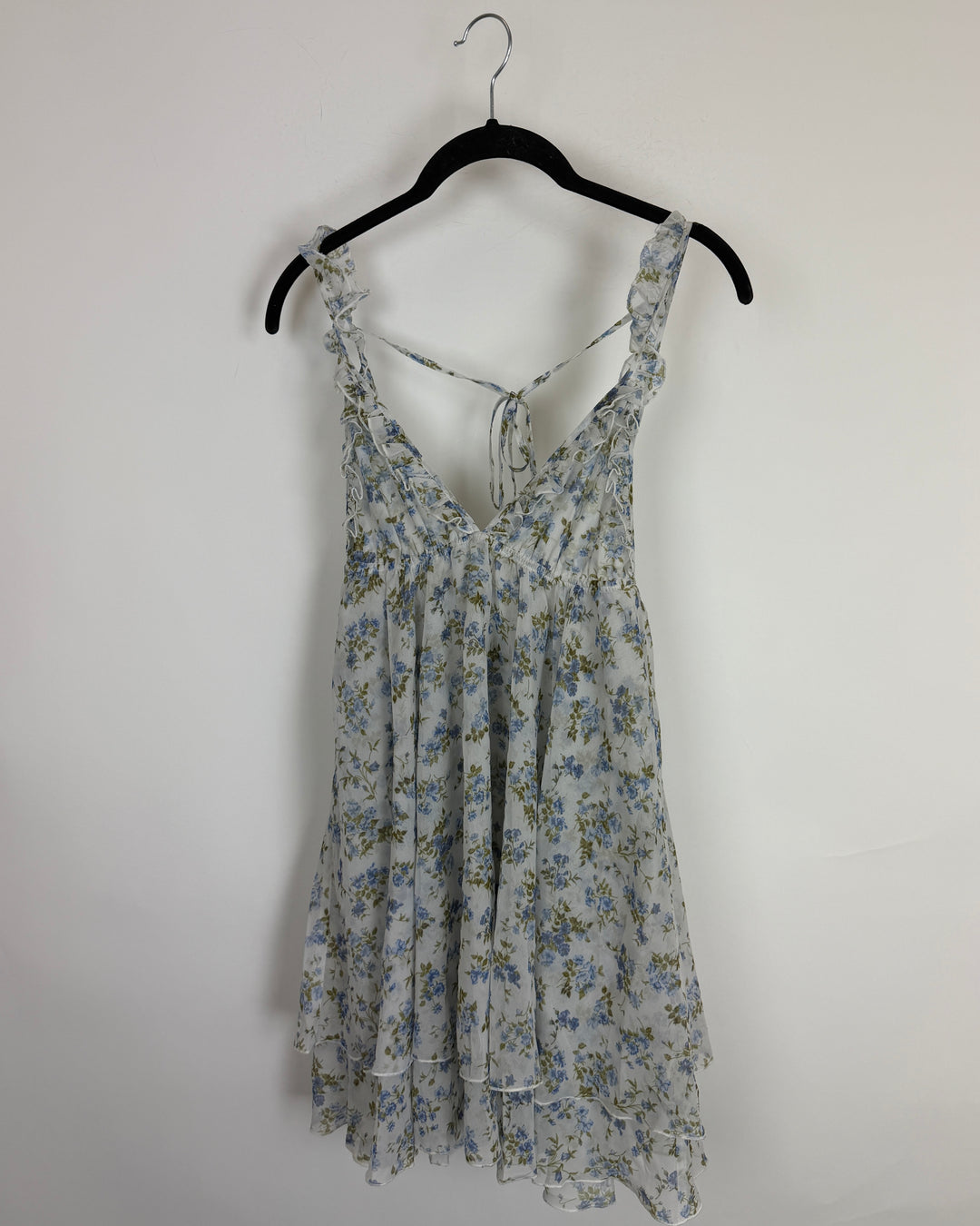 White Floral Ruffle Mini Dress - Size 00/0 and 0/2