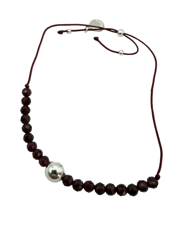 Maroon Rope & Silver Bracelet