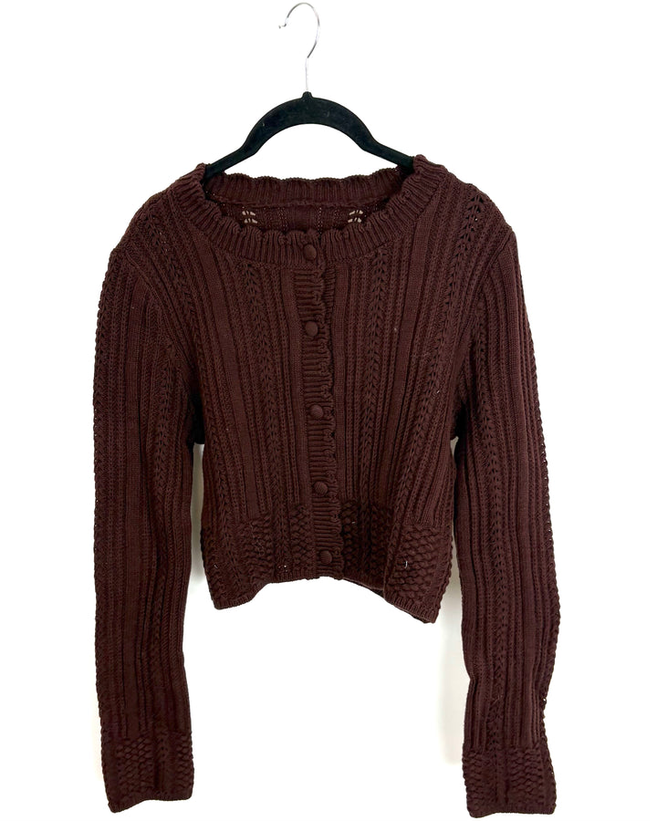 Mocha Brown Button Down Knit Sweater - Size 2/4
