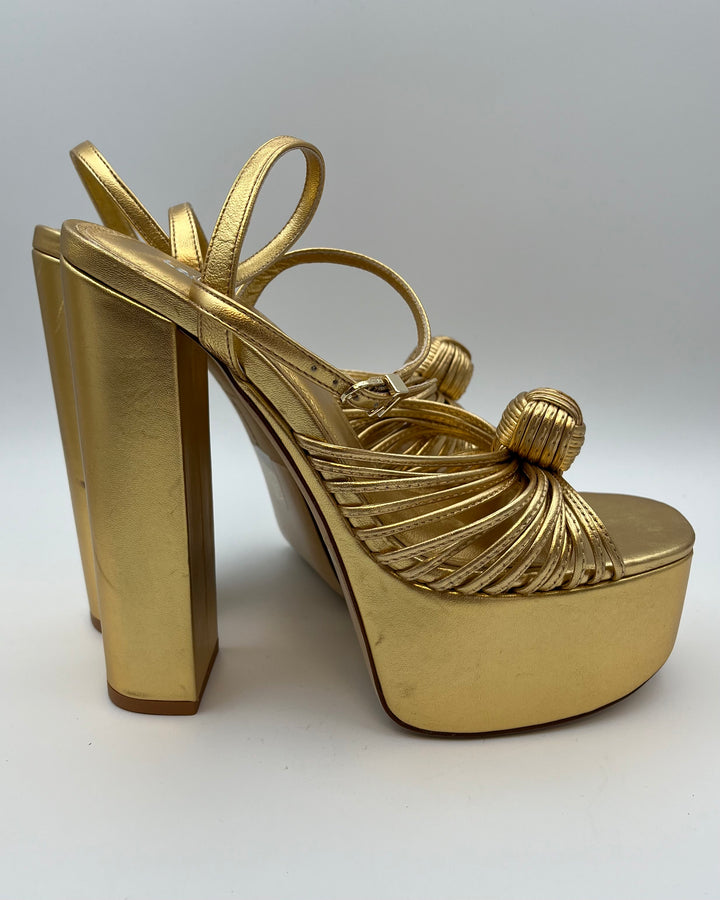 Gold Metallic Platform Heels - Size 7.5