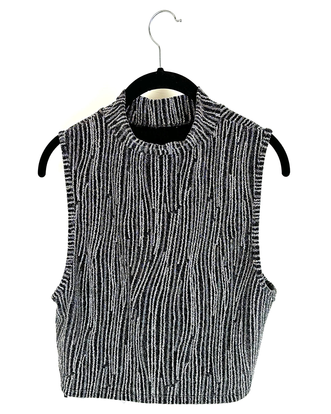 Shimmering Metallic Sleeveless Cropped Top - Small, Medium ,Extra Large