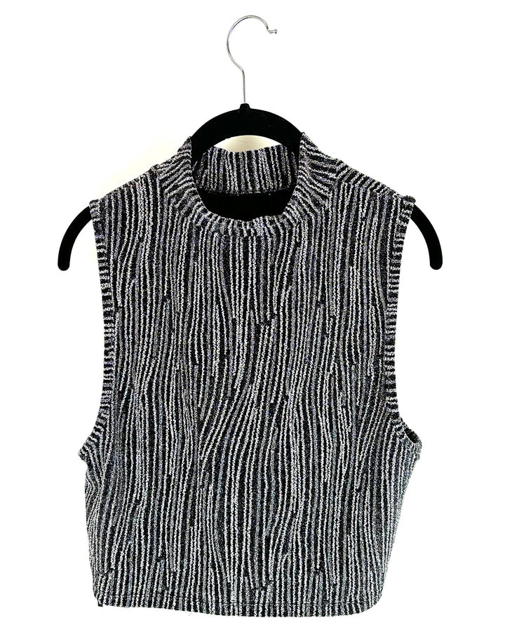 Shimmering Metallic Sleeveless Cropped Top - Small, Medium ,Extra Large