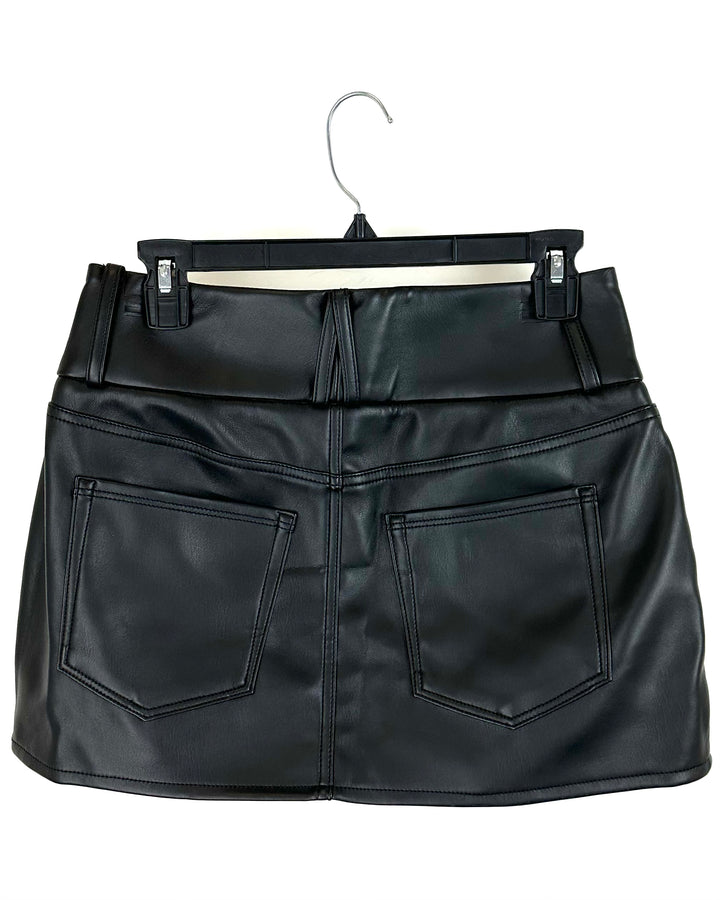 Good American Black Faux Leather Skirt - Size 4