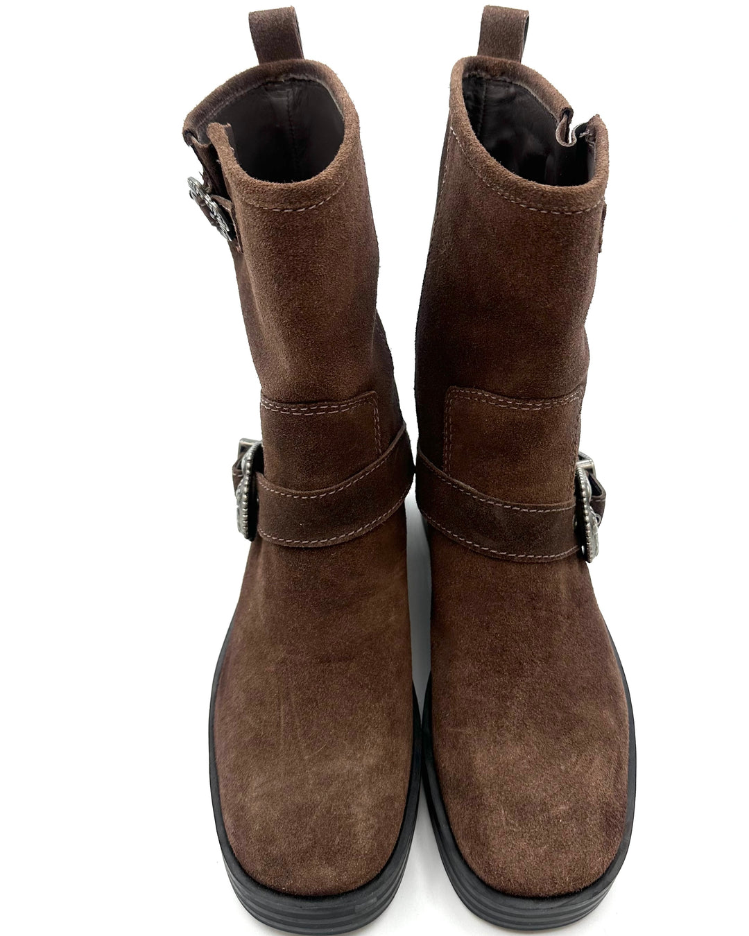 Brown Suede Buckle Boots -  Size 8, 9 and 11