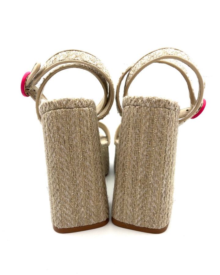 Beige Woven Platform Sandal - Size 7.5
