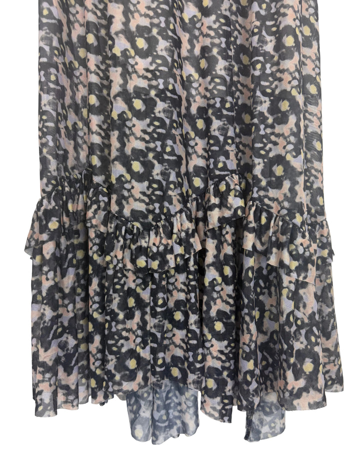 Black Abstract Print Long Skirt - Size 0/2