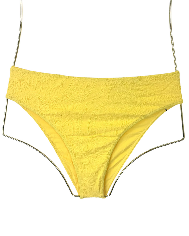Yellow Embossed High Waist Bikini Bottom - Extra Small - XS, S, M, XXL
