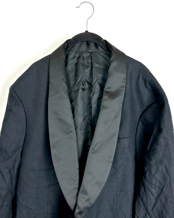 Mens Black Linen Blazer - Size 52R