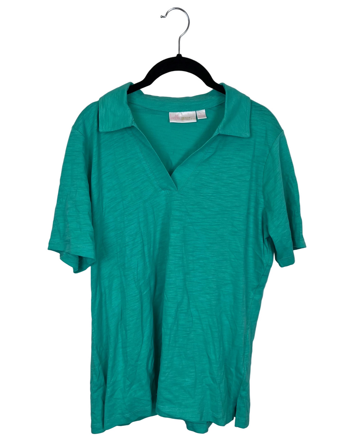 Sea Foam Green Collared Short Sleeve Shirt - Size 6/8