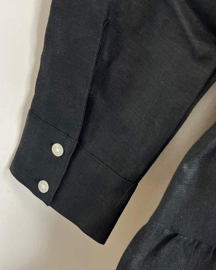 Midnight Black Linen Dress - XS, S, M, L, XL