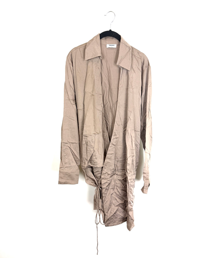 Stone Drawstring Shirt Dress - Size 0/2 and 2/4