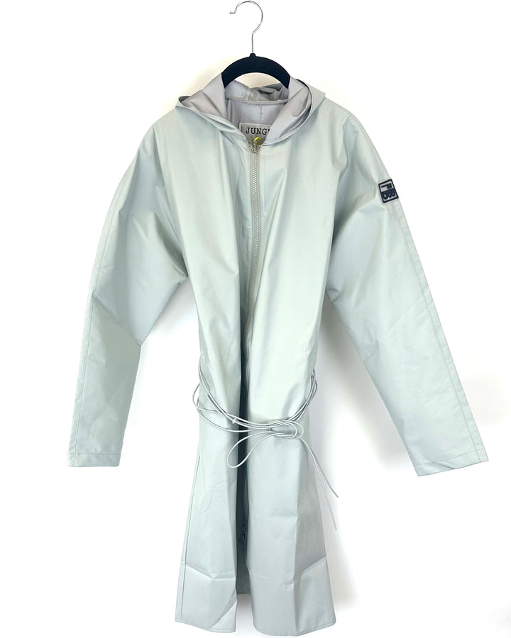 Light Gray Long Raincoat With Bungee Belt - Size 2/4, 6/8, 8/10 and 10/12