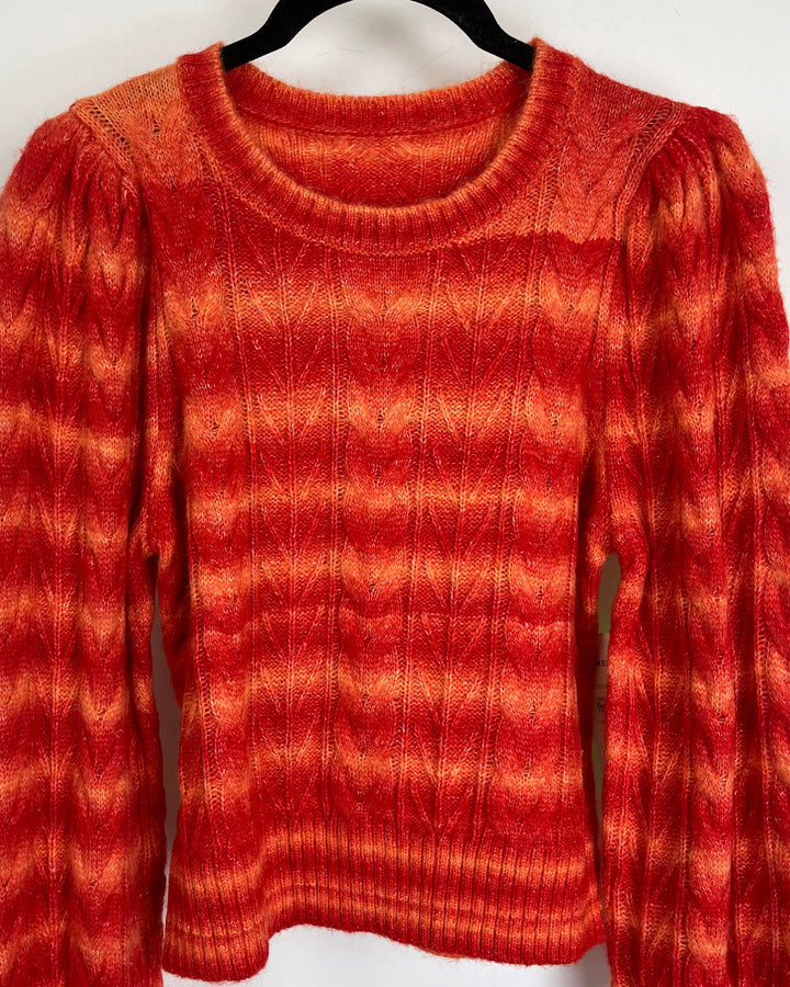 Orange and Red Cable Knit Top - Size 6/8