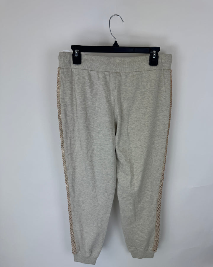 Fishnet and Rhinestone Detailed Gray Sweatpants - Size 6/8