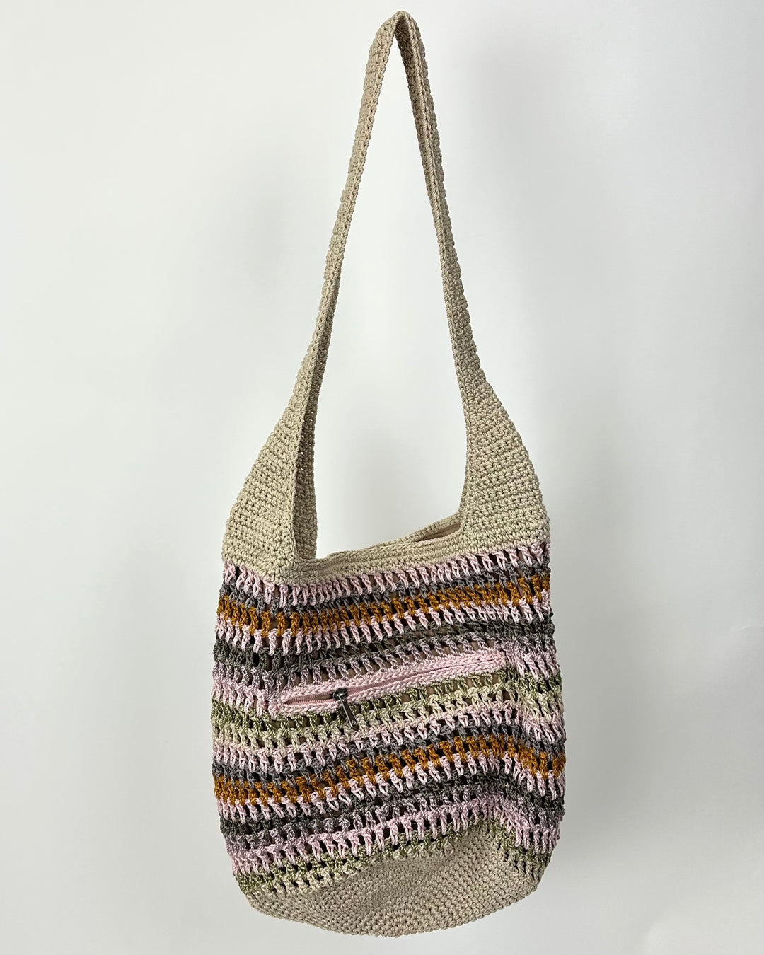 Multicolor Stripe Crochet Single Strap Shoulder Bag
