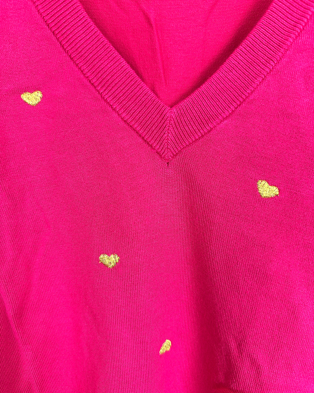 Raspberry And Gold Heart Sweater - Size 4/6