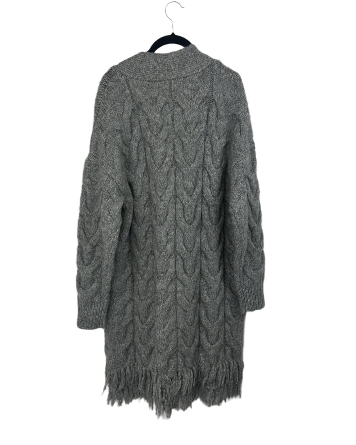 Grey Cable Knit Cardigan- Medium