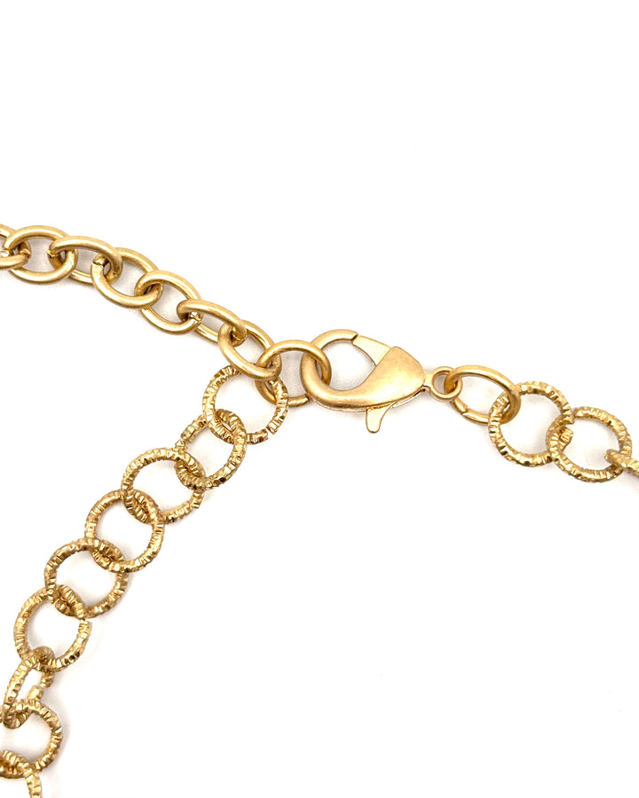 Gold Chainlink And Gemstone Statement Necklace
