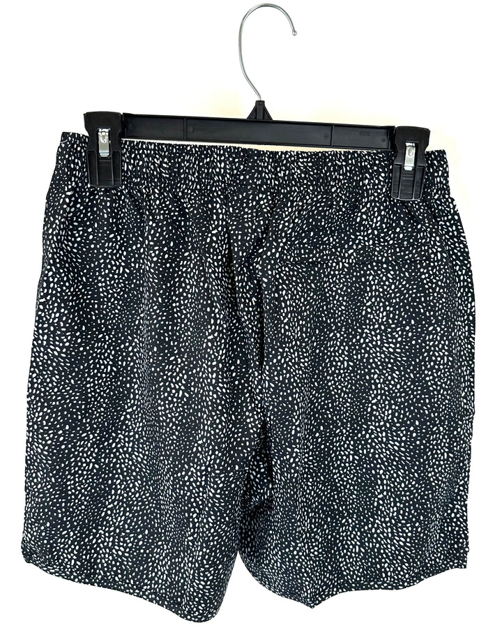 Black and White Swim Board Shorts - Extra Small