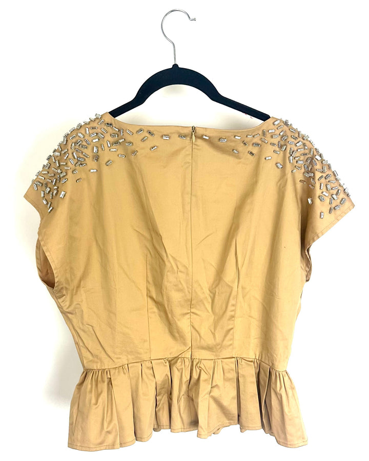 Tan Rhinestone Top - Size 2/4