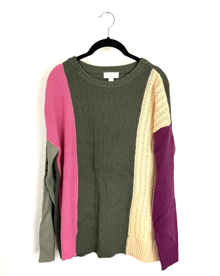 Green Color Block Knit Sweater - Size 6/8