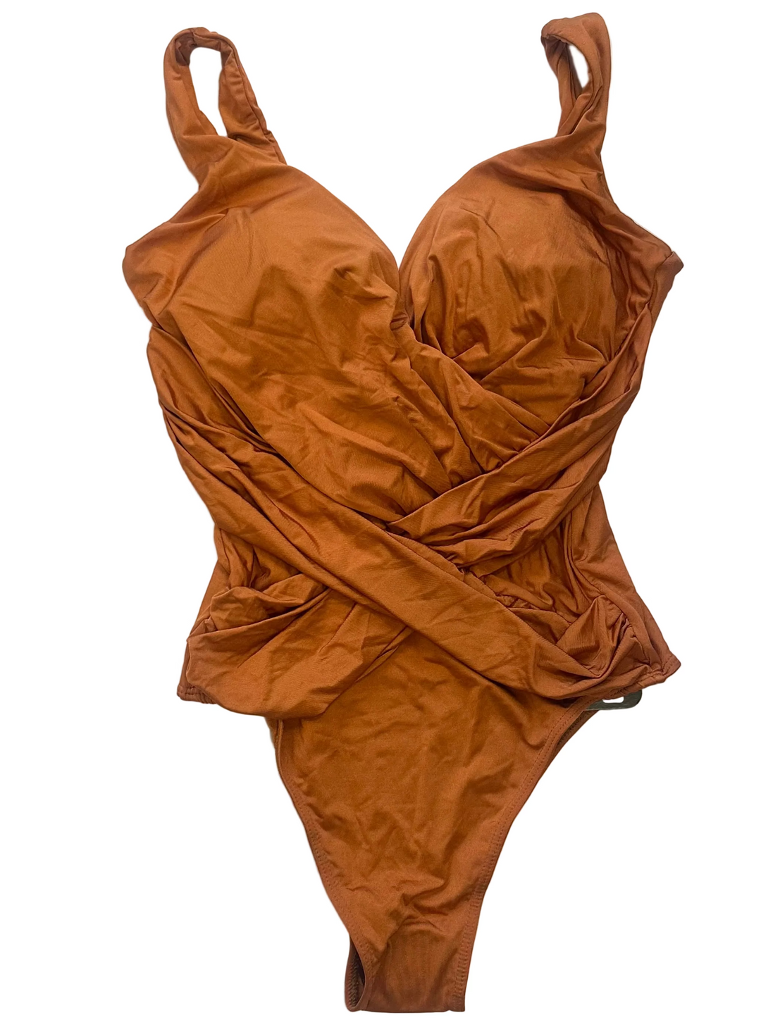 Burnt Orange Crossover One Piece Swimsuit - Small