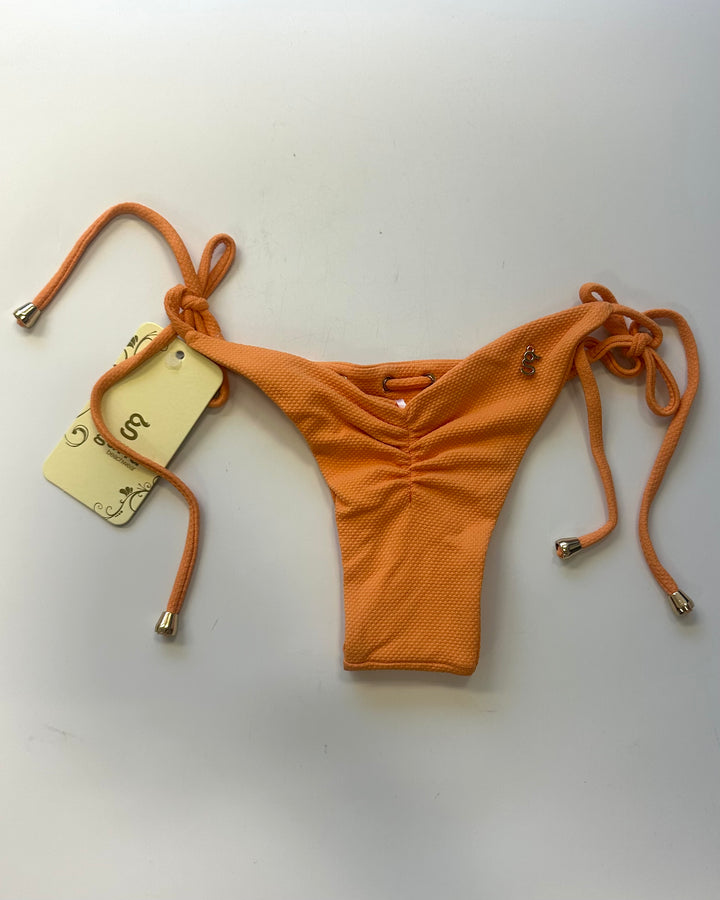 Creamsicle Orange Cheeky Textured String Bikini Bottom - Small
