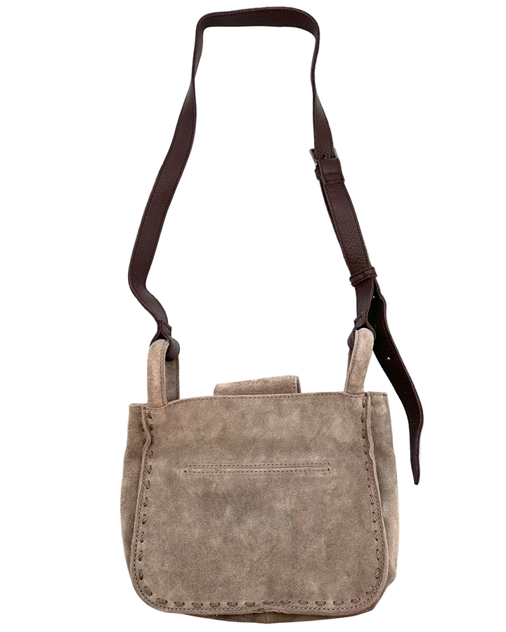 Mushroom Brown Suede Mini Crossbody Bag