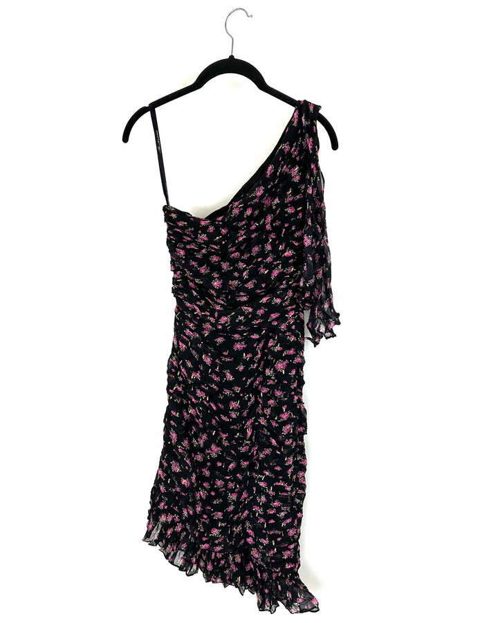 Black and Pink Floral Dress - Size 0/2
